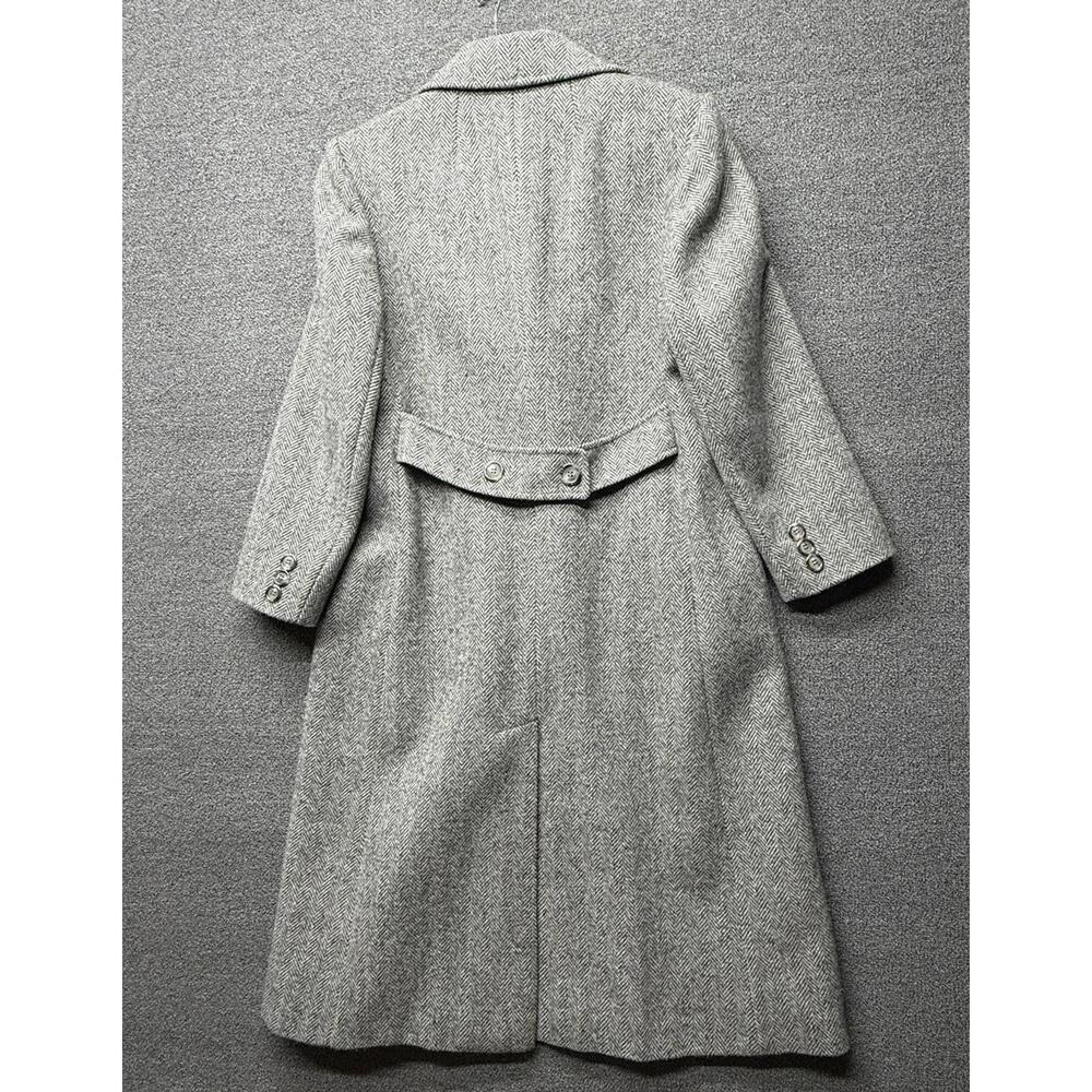 VTG J.G. Hook Women's 10/12P Gray Herringbone Wool Long Coat - Picture 2 of 11